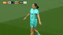 a soccer player with the number 10 on her sleeve