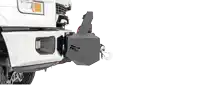 a white truck with a rough country winch attached to the front