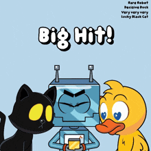 a poster for big hit shows a robot and a duck