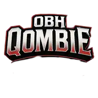 a logo that says obh qombie in red and white