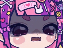 a cartoon of a girl with a bandage on her head .