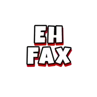 a logo that says eh fax in white and red