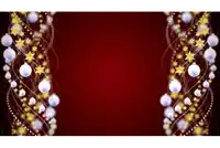 a red background with christmas decorations and stars on it