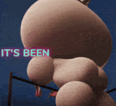 a picture of a cartoon character with the words it 's been on the bottom