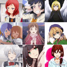 a collage of anime girls with the caption kapwing
