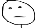 a black and white drawing of a cartoon face with a serious look on it .