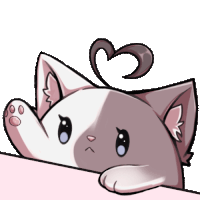 a cartoon drawing of a cat with a heart shaped tail