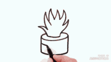 a person is drawing a plant with a marker that says made in animotica