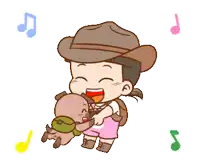 a cartoon of a girl singing into a microphone surrounded by musical notes