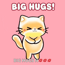 a picture of a cat with the words big hugs