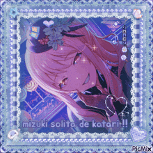 a picture of a girl with the words mizuki solita de katari written on it