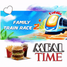 a poster for a family train race with a picture of a train