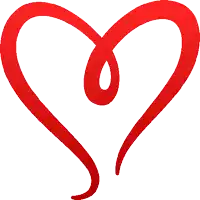 a red heart with a swirl in the middle is on a white background