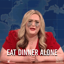 Eat Dinner Alone Mackenzie Taylor Joy GIF - Eat Dinner Alone Mackenzie Taylor Joy Saturday Night Live GIFs