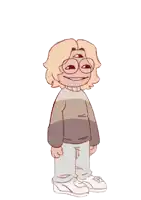 a cartoon drawing of a boy with three eyes and glasses