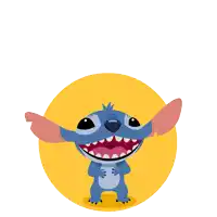 a drawing of stitch with a skull above him