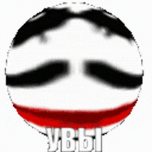 a smiley face with a mustache and the word " ybbi " on it