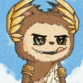 a cartoon of a monkey wearing a laurel wreath and a toga .