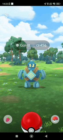 a screenshot of a pokemon game shows golett cp 456