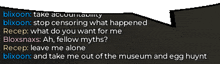 a screenshot of a text conversation between blixoon and recept