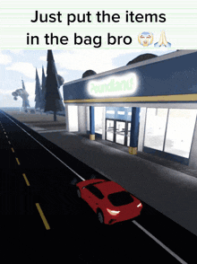 a picture of a poundland store with a car in front of it