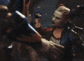 a video game character says boomerang while holding a sword
