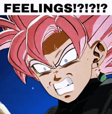 a picture of a cartoon character with the words feelings written above it
