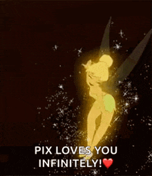 a picture of tinkerbell with the words pix loves you infinitely