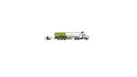 a white truck with a santa claus on a sleigh