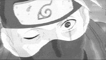 a black and white drawing of a person with a swirl on their headband