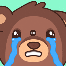 a teddy bear is crying with tears coming out of his eyes