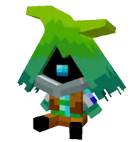 a 3d model of a cartoon character with a green roof