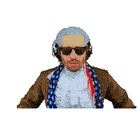 a man wearing a wig and sunglasses has a tear running down his face