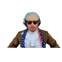 a man wearing a wig and sunglasses has a tear running down his face