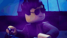 a cartoon character is glowing in the dark and has a glowing face .