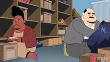 a cartoon of a man and a woman with a netflix logo on the bottom