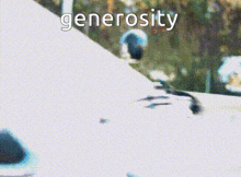 a close up of a car windshield with the word generosity written on it