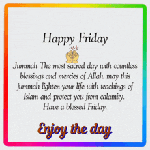 a happy friday greeting card with a colorful border