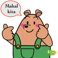 a cartoon of a bear giving a thumbs up with a speech bubble that says mahal kita