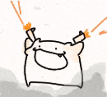 a cartoon drawing of a cat holding a carrot in its mouth and eating it .