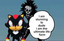 shadow the hedgehog with a speech bubble that says i am stunning
