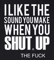 a poster that says i like the sound you make when you shut up the fuck