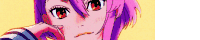 a girl with pink hair and red eyes is looking at the camera