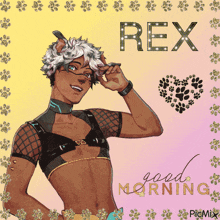 a picture of a man with the name rex written on it
