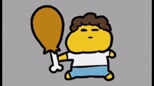 a cartoon of a man holding a large chicken leg