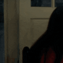 a person is standing in front of a door with a window .