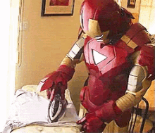 avengers iron man ironing clothes