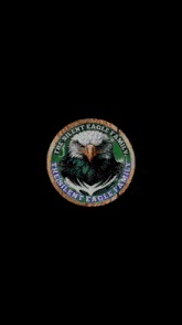 a logo for the silent eagle family with a bald eagle