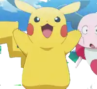 a cartoon drawing of pikachu and kirby in a field