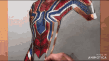 a close up of a spider man costume made in animatica
